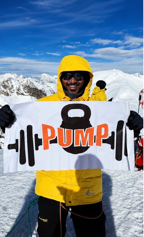 The Pump flag carried to a Himalayan summit by a member